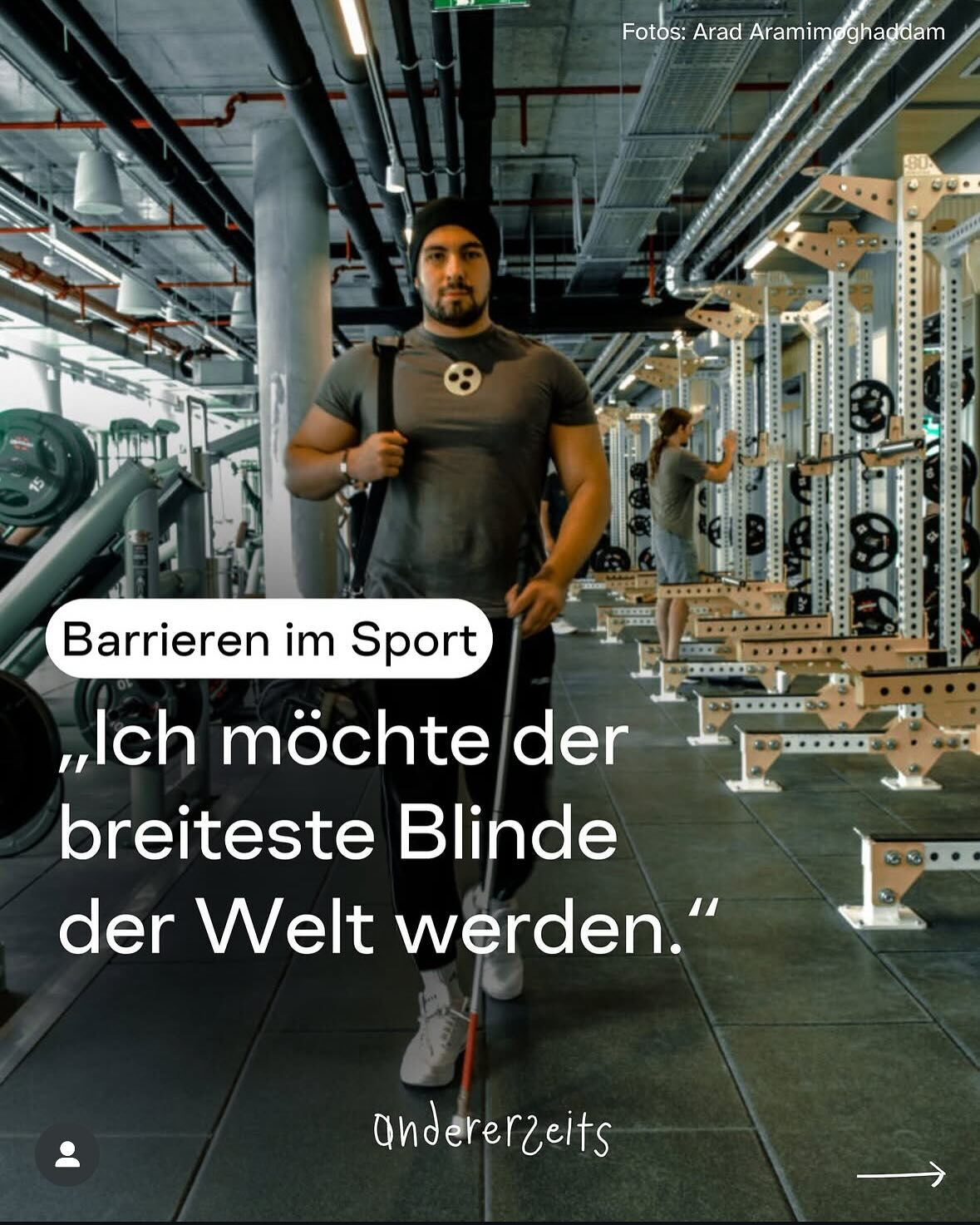 Portrait im Fitnessstudio, Reportage „Barrieren im Sport